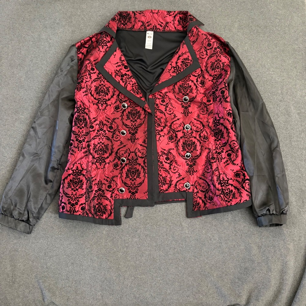 Smiffys Costume Jacket Mens Large Red Black Damask Gothic Victorian Steampunk